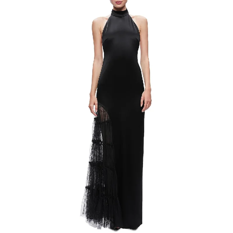Alice and Olivia Womens Ryn Halter Open Back Evening Dress