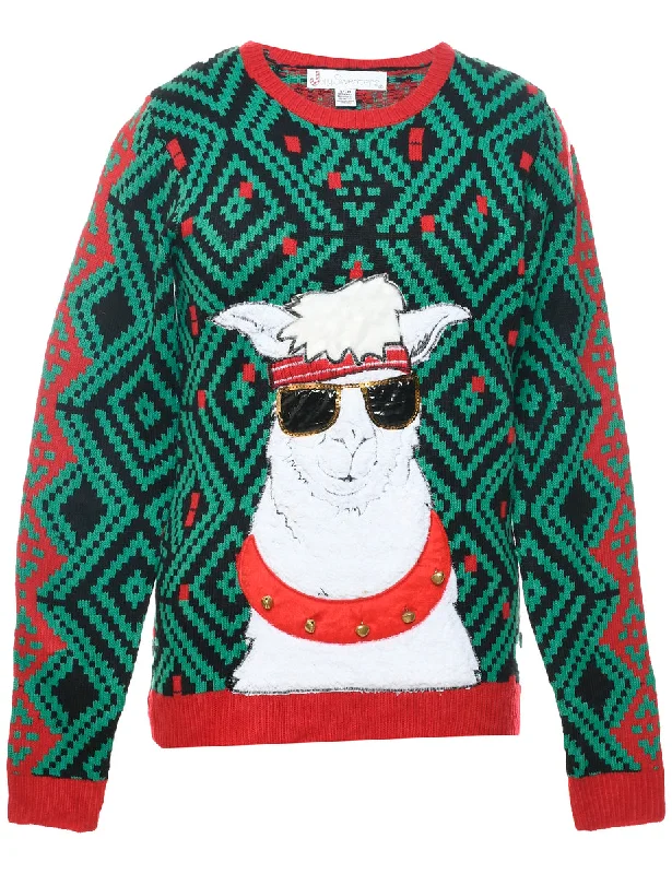 Animal Design Christmas Jumper - S Bright Pastel Dark