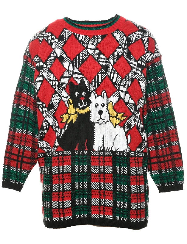 Animal Design Christmas Jumper - S Velvet Chenille Corduroy