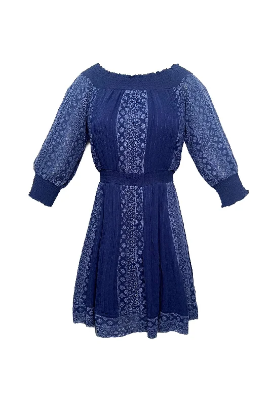 Embroidery Navy Dress