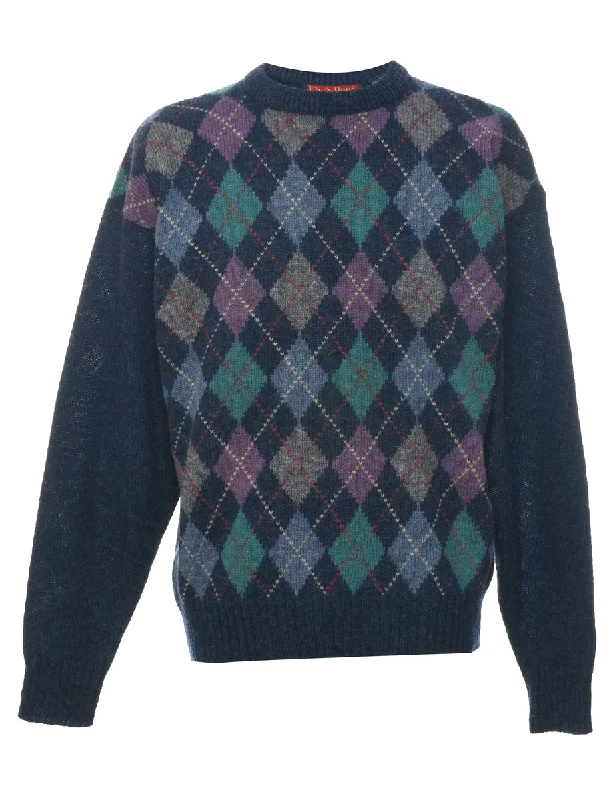 Argyle Jumper - L Zippered Front Buttoned Front Snap Front