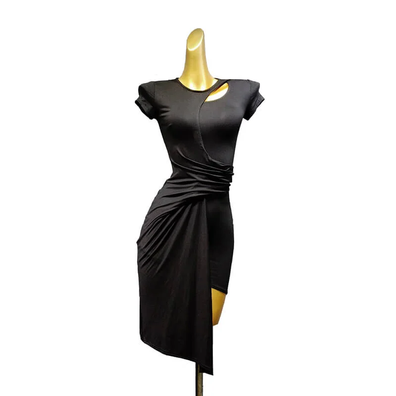 Asymmetric Round Collar Cap Sleeve Dress