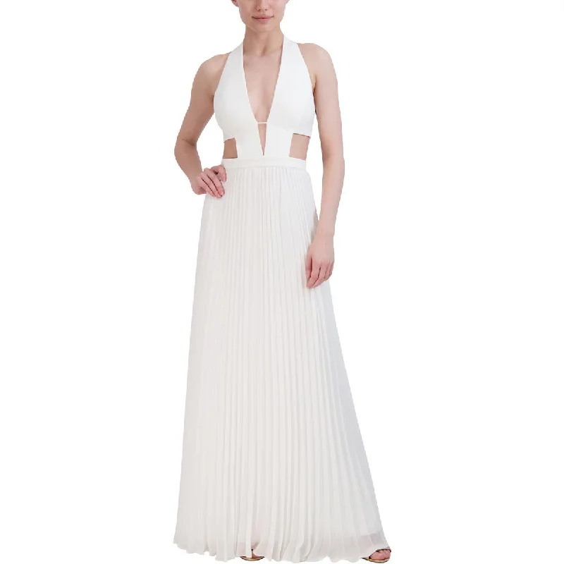 BCBGMAXAZRIA Womens Full Length Halter Evening Dress