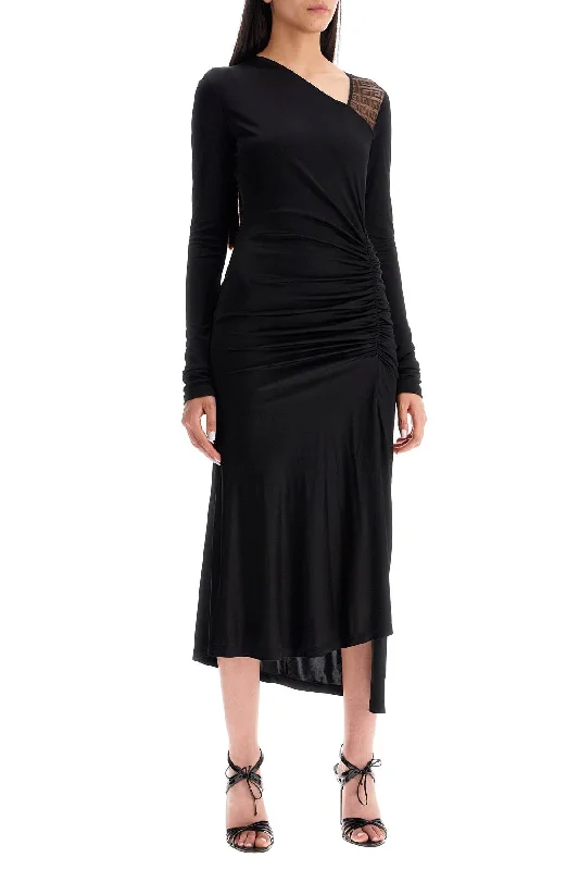 Givenchy "4G Draped Dress In Jersey And Lace