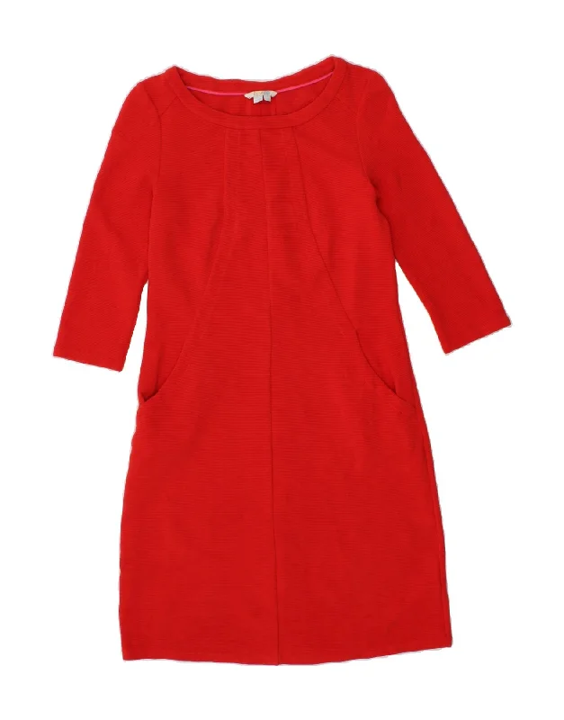 BODEN Womens 3/4 Sleeve Jumper Dress UK 10 Small Red Cotton