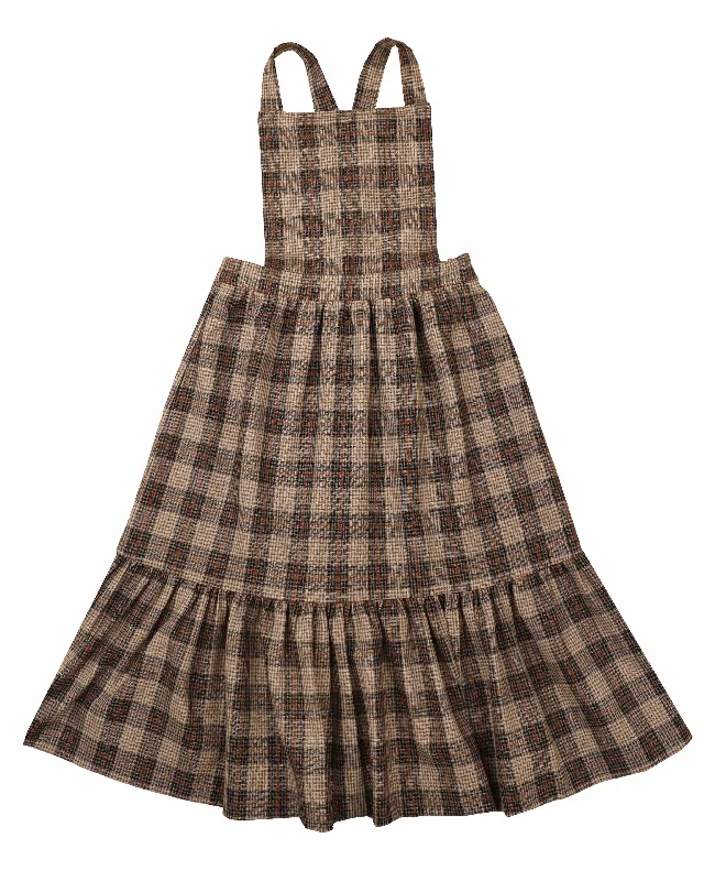 BT Beige Plaid Tiered Jumper Polka Dot Checkered Tartan