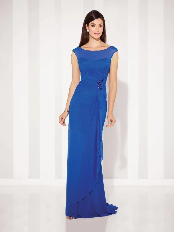 Cameron Blake - 117601SC Illusion Neck Gathered Bodice Sheath Dress