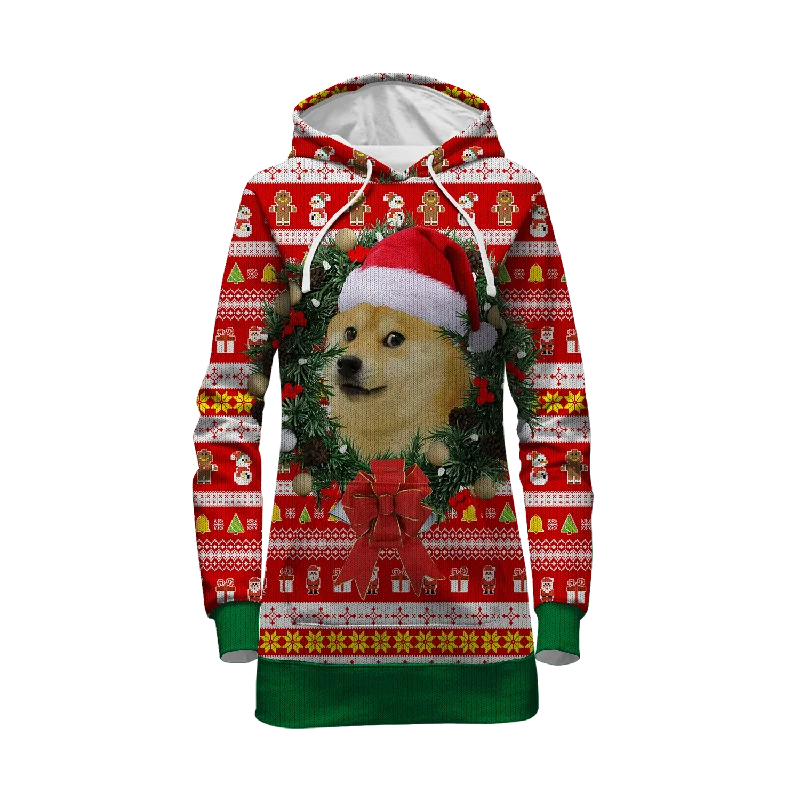 Christmas Doge Hoodie Dress