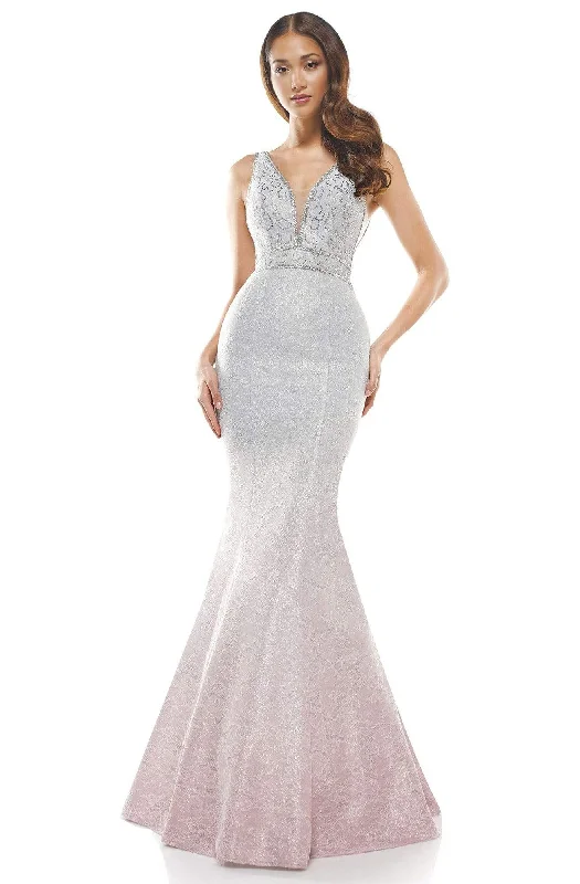 Colors Dress - Plunging V Neck Mermaid Gown 2272S