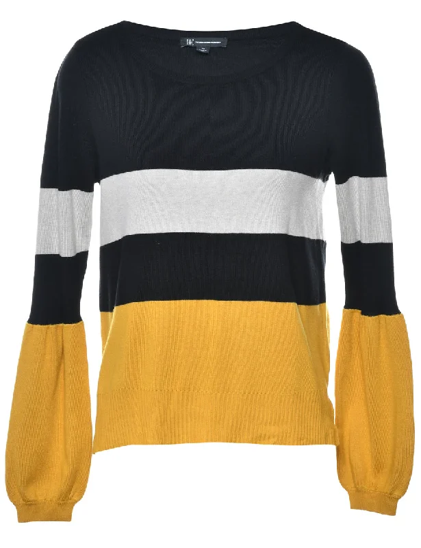 Colour Block Jumper - S Print Jacquard Patchwork