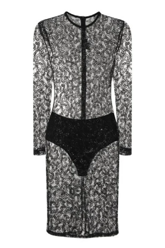 Elsa Black Sheer Sparkle Glitter Dress