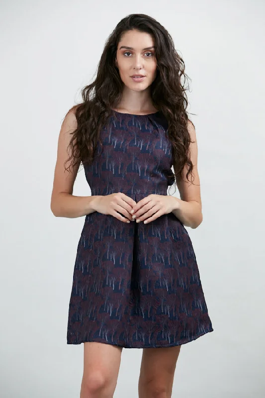 Fall Trees Print A-Line Dress