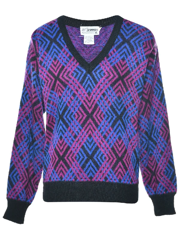 Geometric Pattern Jumper - L Thin Thick Dense