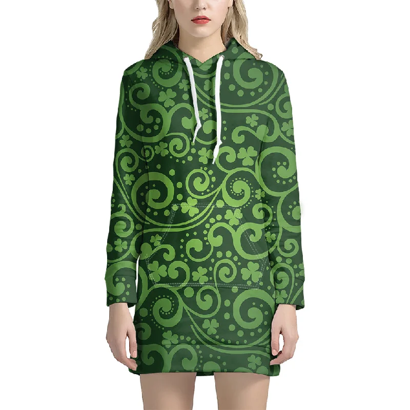 Green Irish Saint Patrick's Day Print Pullover Hoodie Dress