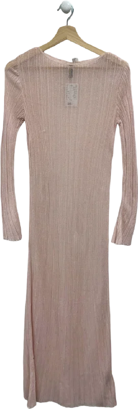H&M Pink Ribbed Knit Dress UK M