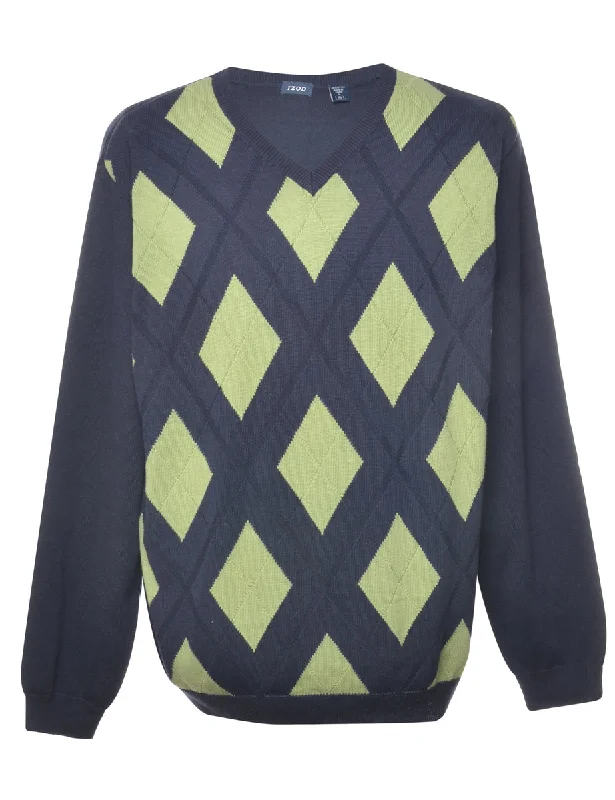 Izod Argyle Jumper - L Boxy Sweater Fitted Sweater A-Line