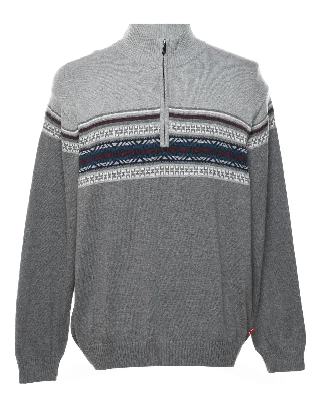 Izod Quarter Zip Nordic Jumper - L Chenille Brocade Lace