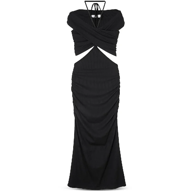 Jonathan Simkhai Womens Akane Criss Cross Front Long Halter Dress