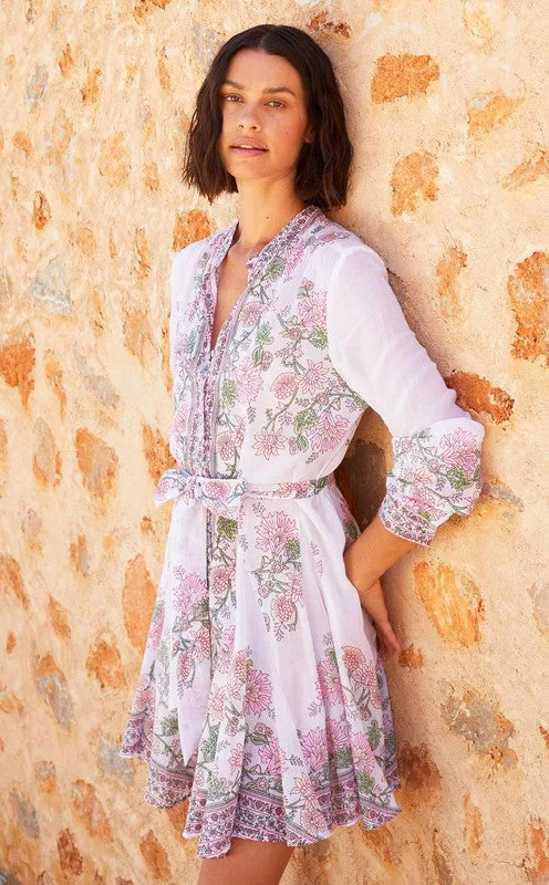 Juliet Dunn Godet Dress - White/Candy/Peach