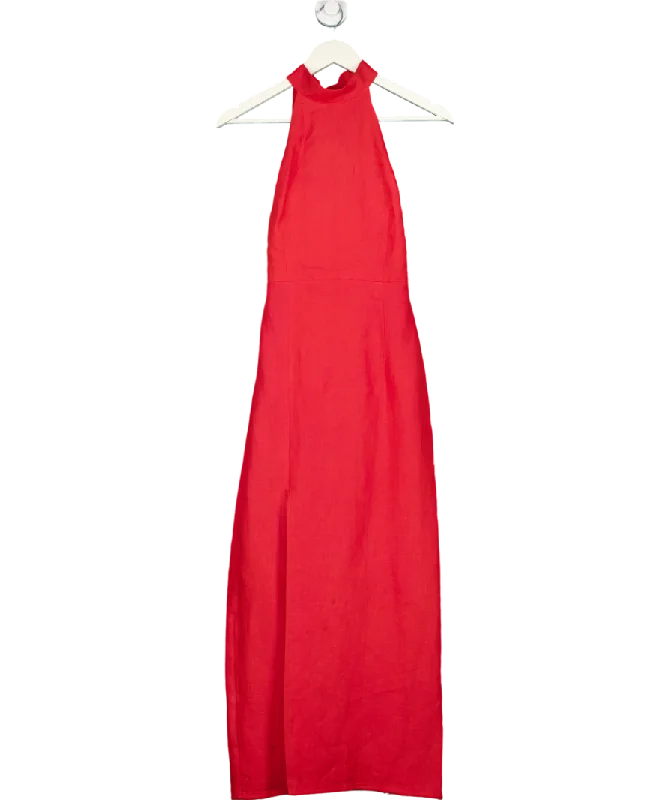 Labeca Red Laura Goji Linen Halterneck Dress UK S