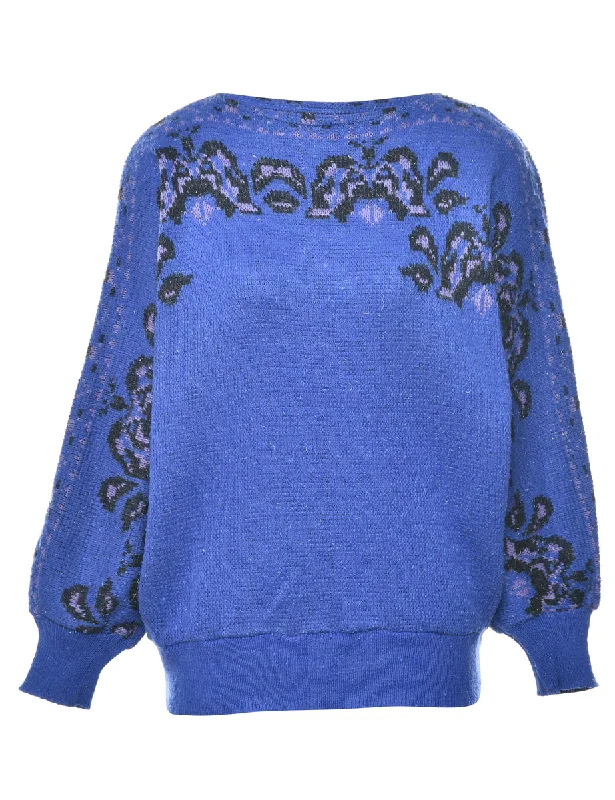 Lurex Thread Pattern Jumper - M Fleece Sweater Nylon Polyester