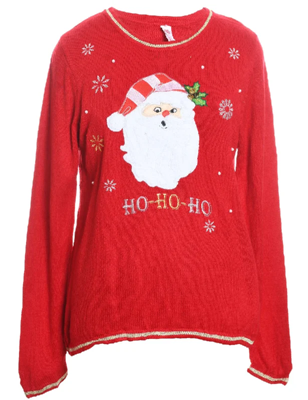 Santa Claus Christmas Jumper - L Long Sweater Short Sweater Cropped Sweater