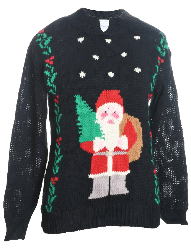 Santa Claus Christmas Jumper - S Polka Dot Checkered Tartan