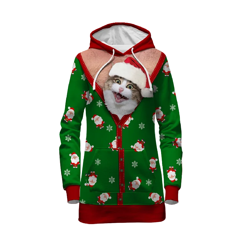 Sexy Chest Cat Hoodie Dress