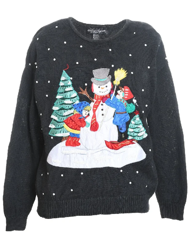 Snowman Christmas Jumper - M Neon Metallic Matte