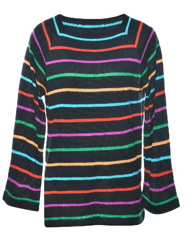 Striped Jumper - M Silk Blend Satin Velvet