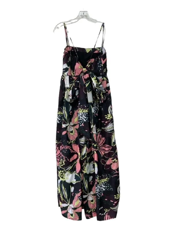 Tanya Taylor Size 6 Pink, Green & Black Polyester Gathered Bust Detail Dress