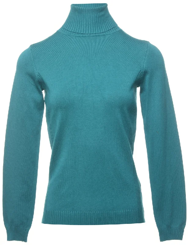 Teal Turtleneck Jumper - M Long Sweater Short Sweater Cropped Sweater