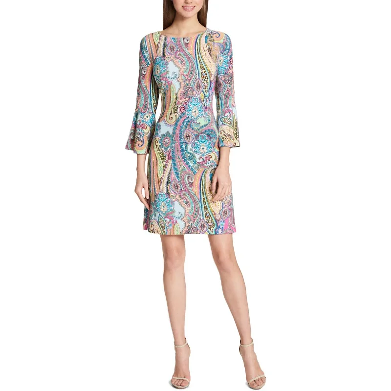 Tommy Hilfiger Womens Petites Jaipur Matte Jersey Paisley Sheath Dress