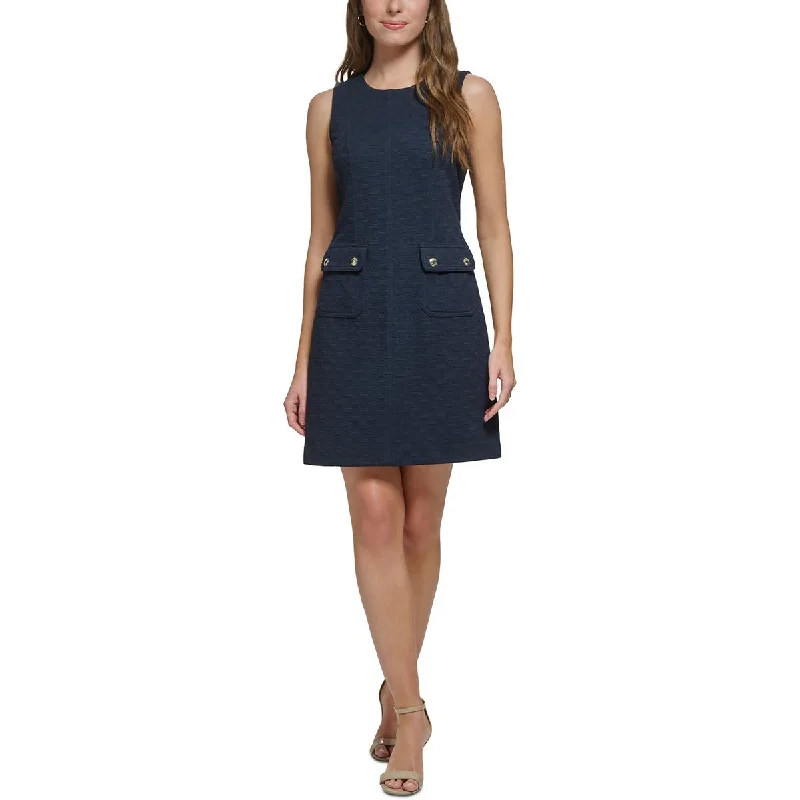 Tommy Hilfiger Womens Petites Textured Woven Sheath Dress