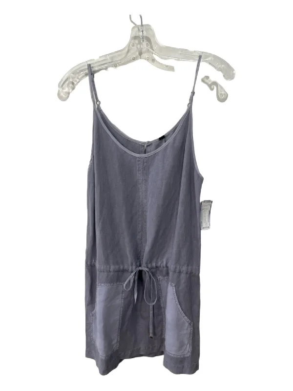 YFB Size XS Gray Linen Blend Spaghetti Strap Drawstring Waist Button Back Dress