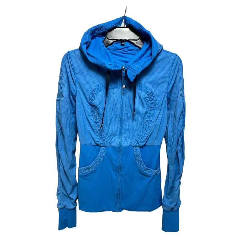 Athletic Jacket By Lululemon In Blue, Size: S Zippered Front Buttoned Front Snap Front Athletic Jacket By Lululemon In Blue, Size: S Zippered Front Buttoned Front Snap Front