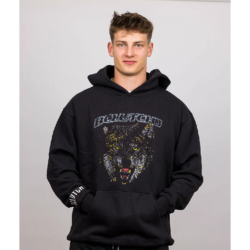 BCLUTCH PREMIUM LION/KEEP GOING BLACK HOODIE Hoodie with Longline Fit Extended Stylish