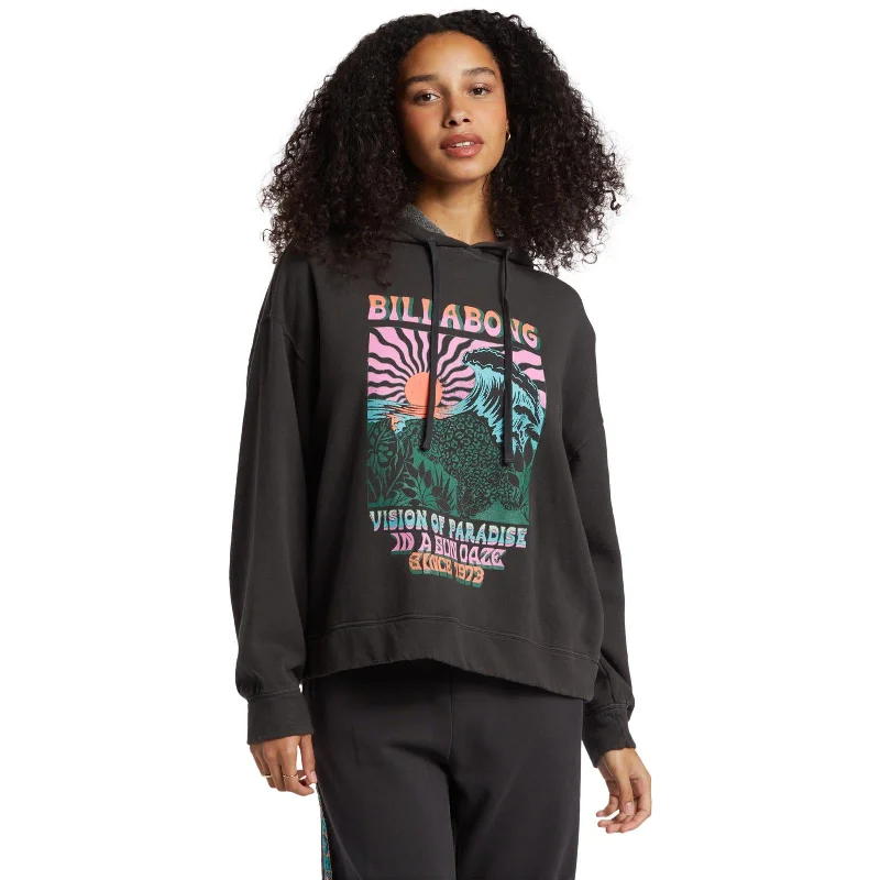 Billabong Womens Keep It Up Pullover Graphic Hoodie Hoodie with Exposed Zipper Edgy Industrial