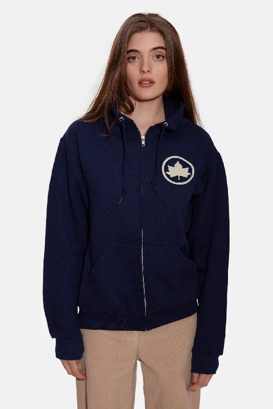 Bleecker Playground Zip Hoodie Navy/Cream Hoodie with Typography Text Message