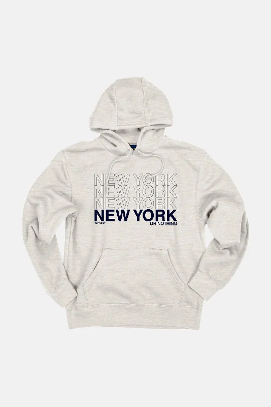 NEW YORK or NOTHING Hoodie Oatmeal/Navy Graphic Hoodie Design Print