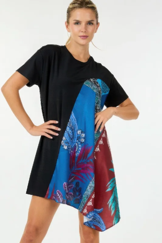 Blue Zone Planet | Botanical Print Handkerchief Tunic Top Mini Dress Classic Solid Mini Dress Blue Zone Planet | Botanical Print Handkerchief Tunic Top Mini Dress Classic Solid Mini Dress