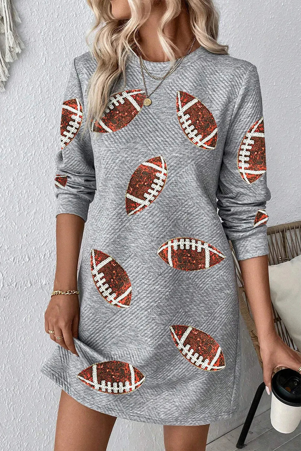 Blue Zone Planet | Sequin Football Long Sleeve Mini Dress Fashionable Summer Mini Dress Blue Zone Planet | Sequin Football Long Sleeve Mini Dress Fashionable Summer Mini Dress