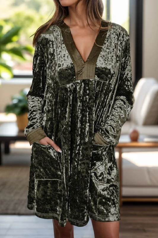 Blue Zone Planet | Velvet Notched Long Sleeve Mini Dress Fashionable Pleated Mini Dress Blue Zone Planet | Velvet Notched Long Sleeve Mini Dress Fashionable Pleated Mini Dress