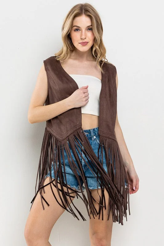 BROWN WESTERN FRINGE SUEDE LEATHER VEST JACKET CFJIC80275 Print Jacket Jacquard Jacket Embroidered Jacket BROWN WESTERN FRINGE SUEDE LEATHER VEST JACKET CFJIC80275 Print Jacket Jacquard Jacket Embroidered Jacket