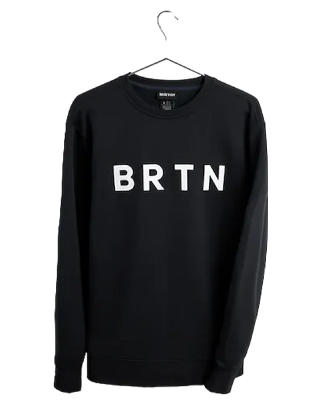 Burton Brtn Crewneck Sweatshirt - True Black Hoodie with Hem Applique Textured Unique