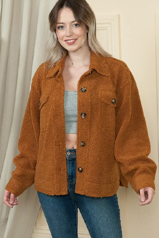 CAMEL TEDDY PLUSH BUTTON DOWN JACKET S3151 Chenille Jacket Brocade Jacket Lace Jacket CAMEL TEDDY PLUSH BUTTON DOWN JACKET S3151 Chenille Jacket Brocade Jacket Lace Jacket