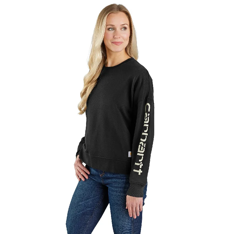 Carhartt Women's TENCEL Loose Fit Graphic Sleeve Sweatshirt Hoodie with Lining Warm Insulated