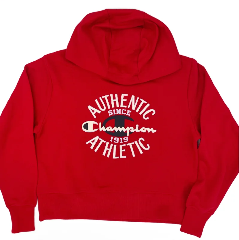 CHAMPION WOMEN'S AUTHENTIC GRAPHIC RED HOODIE Graphic Hoodie Design Print