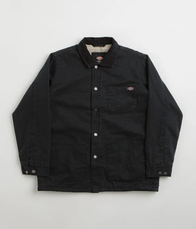 Dickies Duck High Pile Fleece Line Chore Jacket - Black Denim Fabric Leather Fabric Suede Fabric Dickies Duck High Pile Fleece Line Chore Jacket - Black Denim Fabric Leather Fabric Suede Fabric