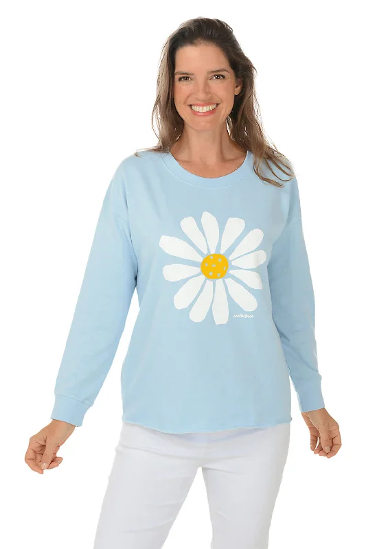 Big Daisy Drop Shoulder Sweatshirt Hoodie with Metallic Shiny Futuristic